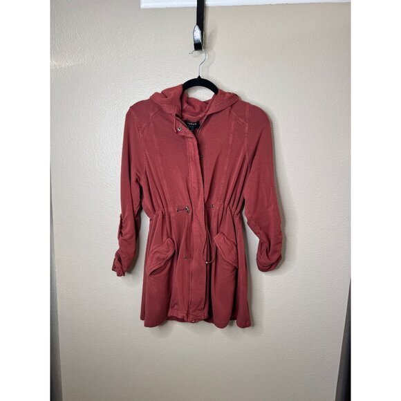 Torrid Women's Rust Jacket Size 00 lightweight rayon hooded zip up gathered‎ - Picture 1 of 10